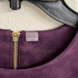 Purple/Eggplant Calvin Klein Suede Sleeveless Dress